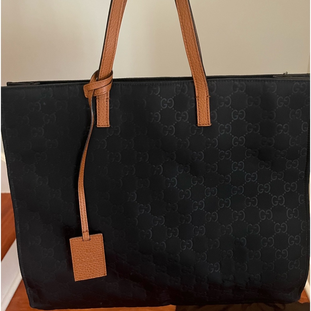 Black Gucci GG Guccisima Nylon Tote! Almost New!